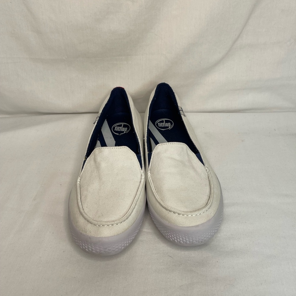 Fitflop Slip-on White Canvas Sneakers women’s size 11 - Picture 5 of 16